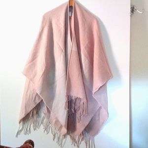 Soia & Kyo scarfigan, faux pashmina/angora feel, pinks & ivory color block,